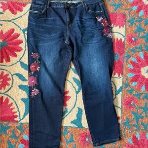 Blue Jeans with Floral Embroidery